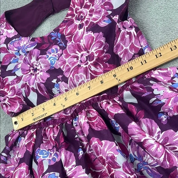 Gymboree 7 Dressed Up Floral Purple Kids Lined Dress - Picture 4 of 15